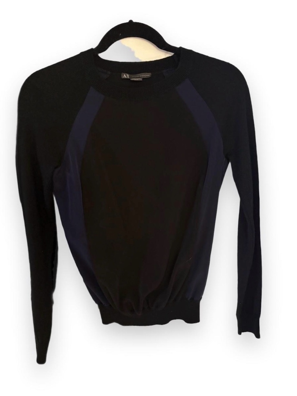 Armani Exchange Black Sweater with Navy Panels